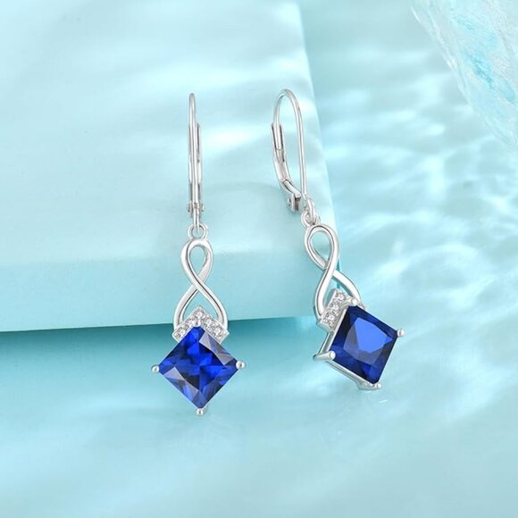 Infinity Dangle Drop Earrings 925 Sterling Silver Leverback Earrings NWT - Picture 1 of 7